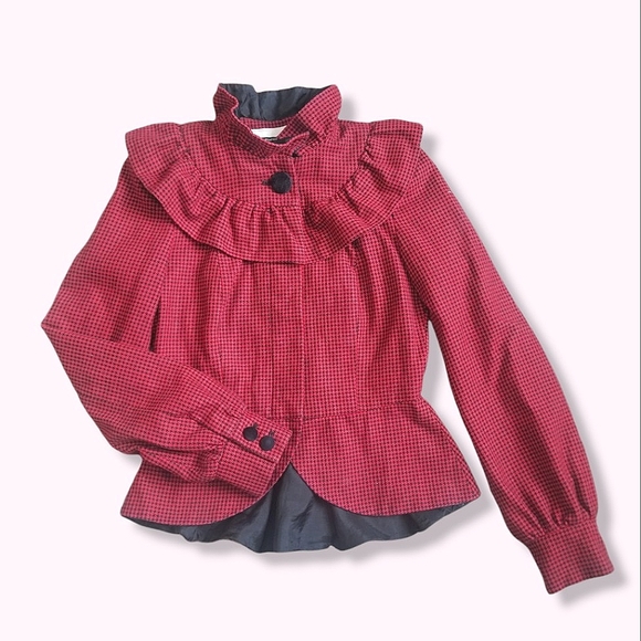Topshop Jackets & Blazers - Topshop houndstooth peplum jacket ruffle
